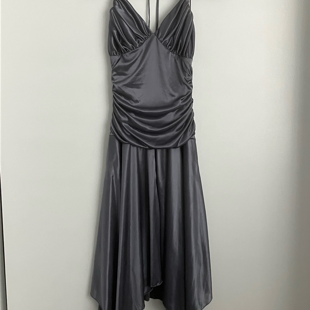 Elegant Gray Satin Dress